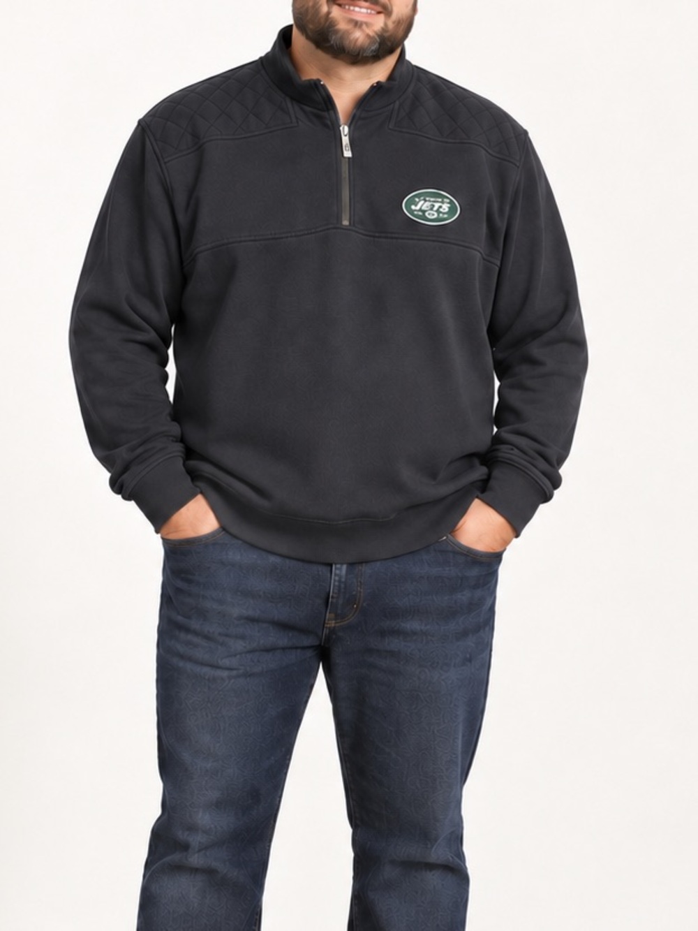 Vineyard Vines | New York Jets Shep Quarter-Zip Pullover Black|  Men’s XXL